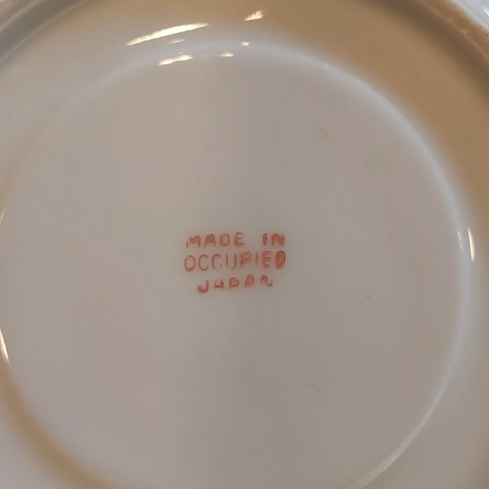 Tea Cup and Saucer made in occupied Japan Collectible Rare Pink White